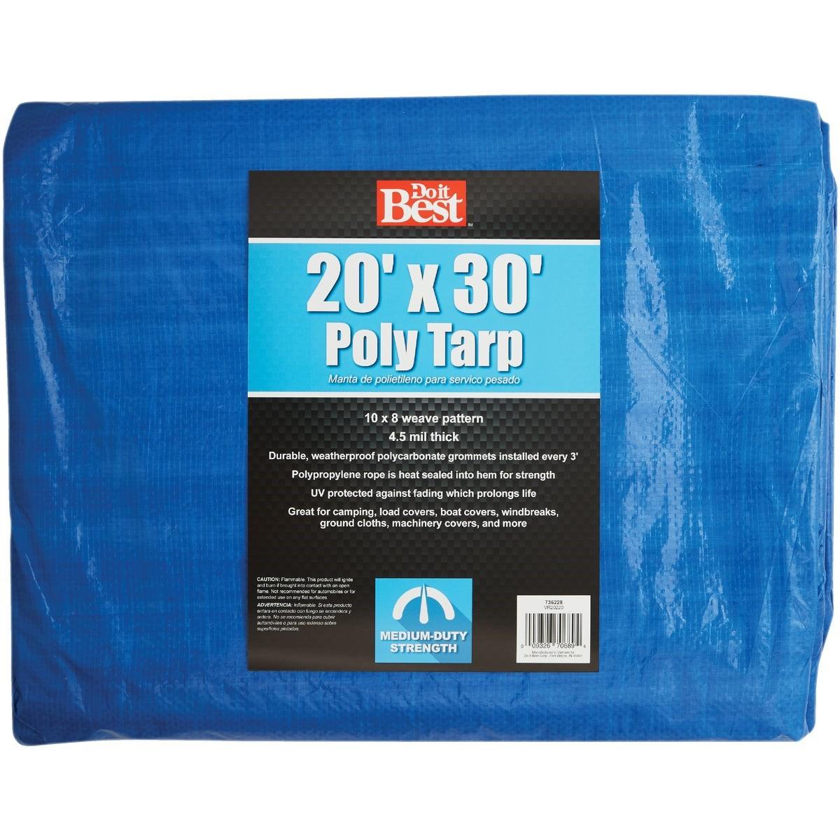 Blue Woven 20 Ft. x 30 Ft. Medium Duty Poly Tarp