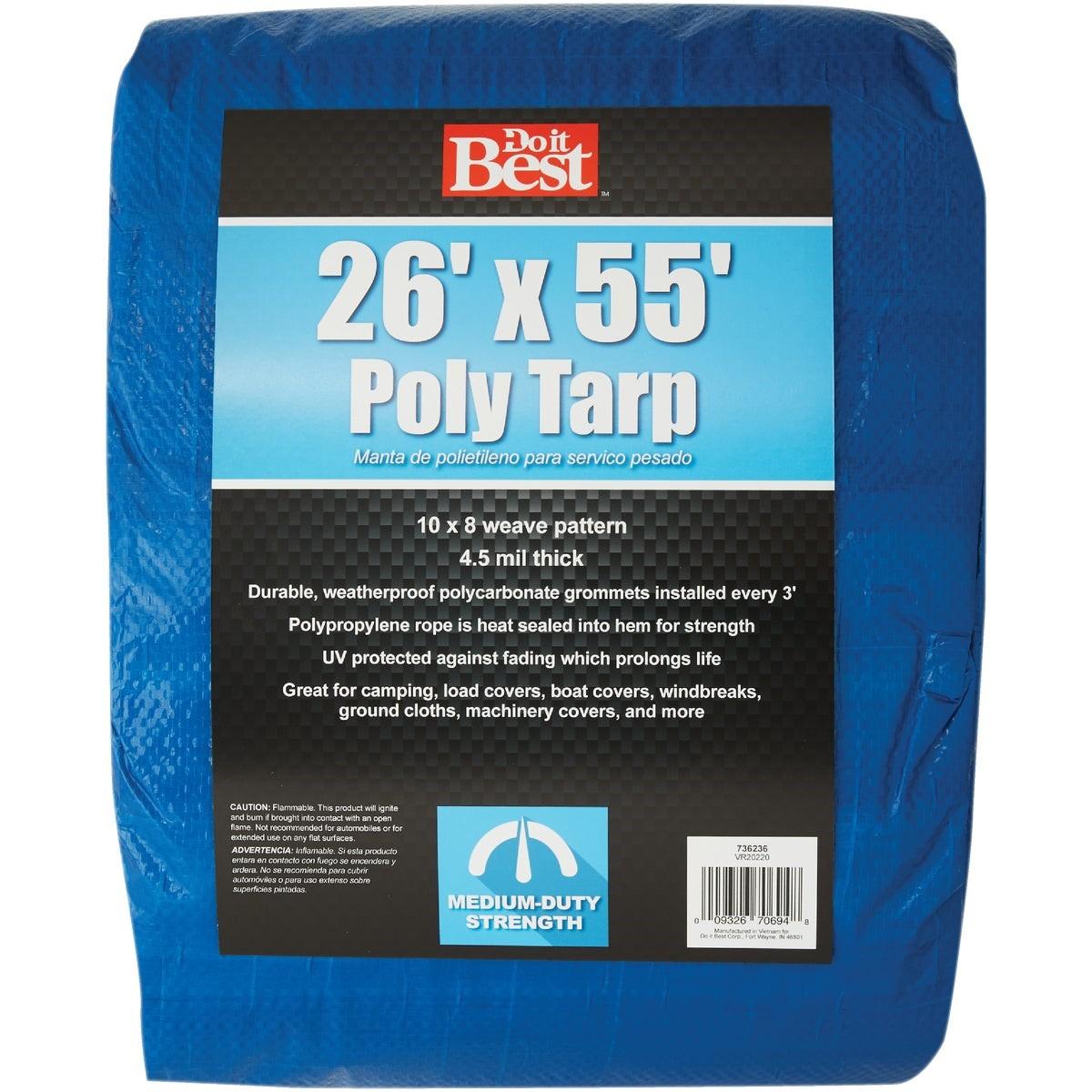 Blue Woven 26 Ft. x 55 Ft. Medium Duty Poly Tarp