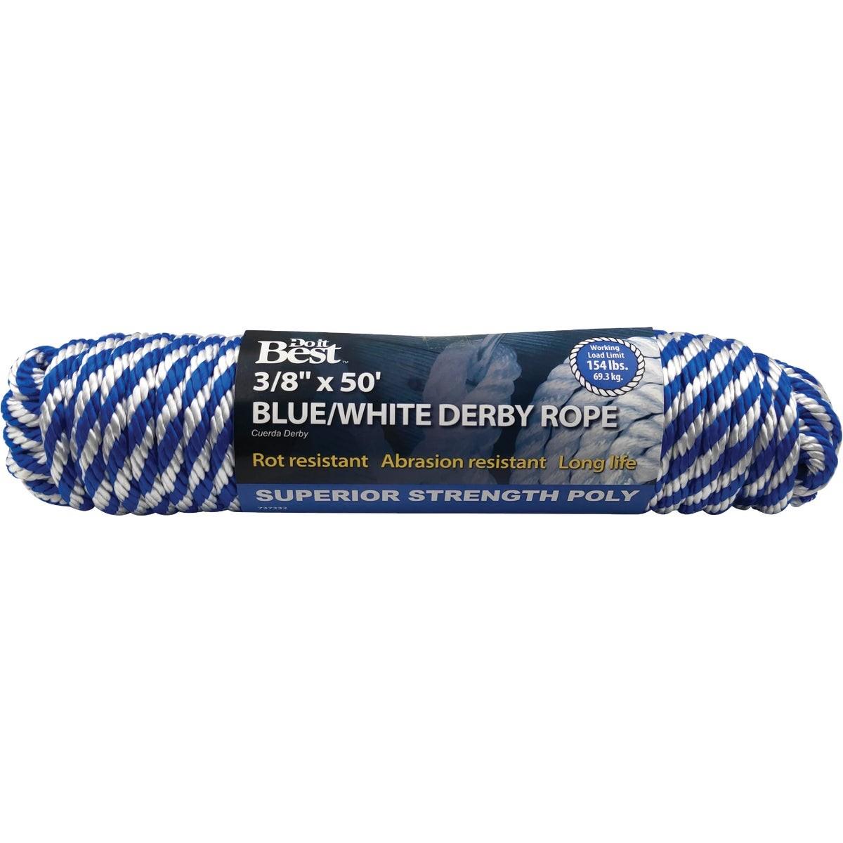 3/8 In. x 50 Ft. Blue & White Derby Polypropylene Packaged Rope