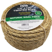 1/4 In. x 100 Ft. Natural Twisted Sisal Fiber Packaged Rope