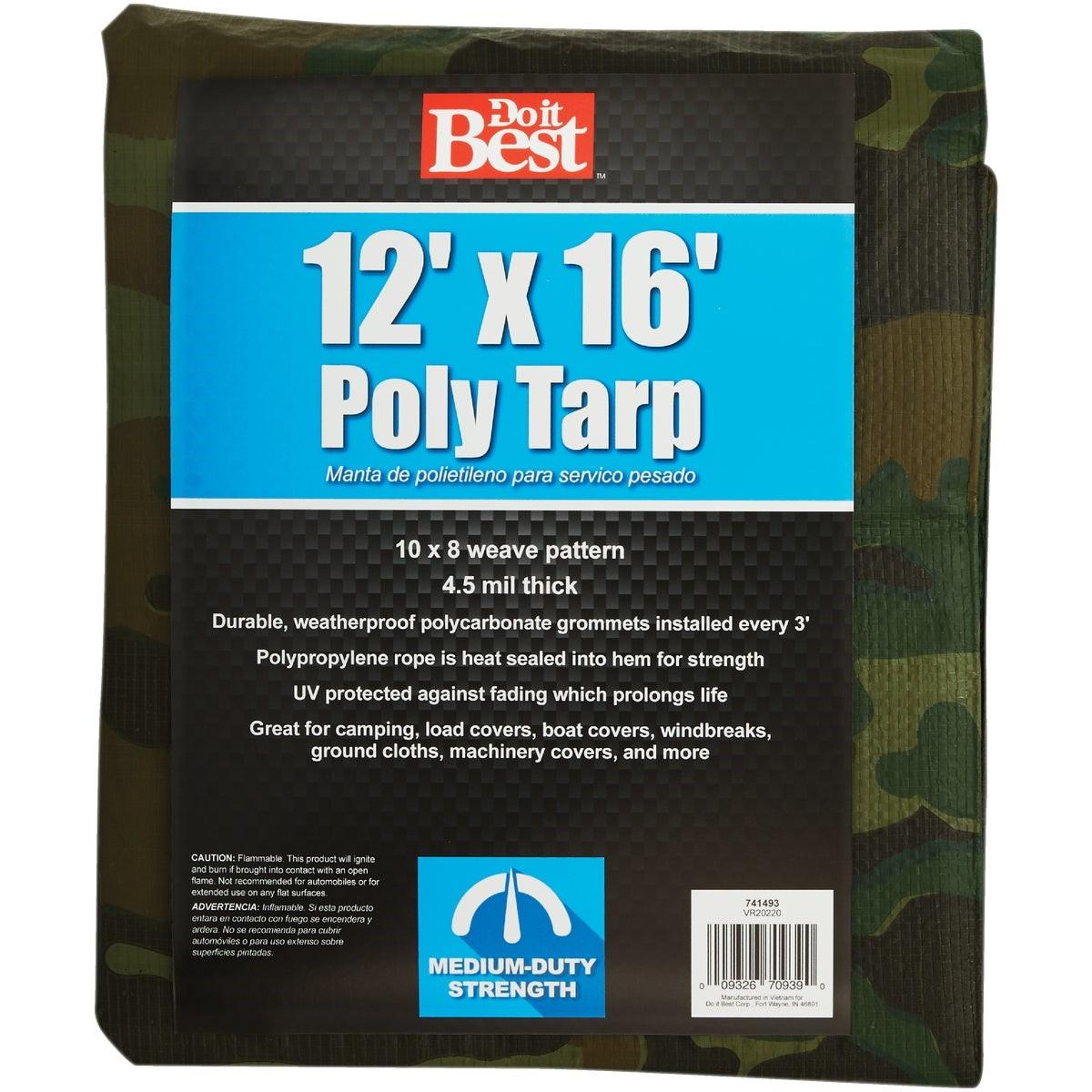 Camo Woven 12 Ft. x 16 Ft. Medium Duty Poly Tarp