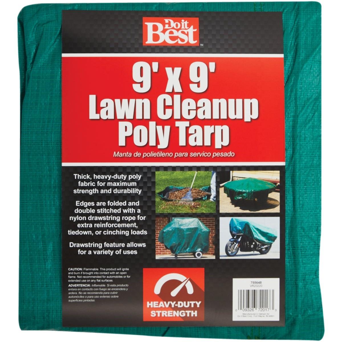 9 Ft. x 9 Ft. Poly Fabric Green Lawn Cleanup Tarp
