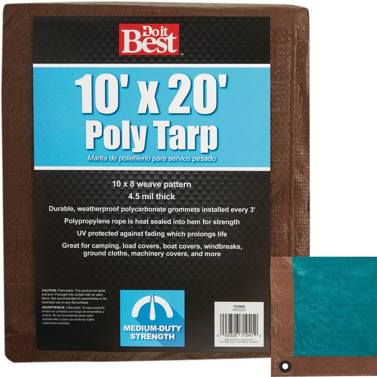 1 Side Green/1 Side Brown Woven 10 Ft. x 20 Ft. Medium Duty Poly Tarp