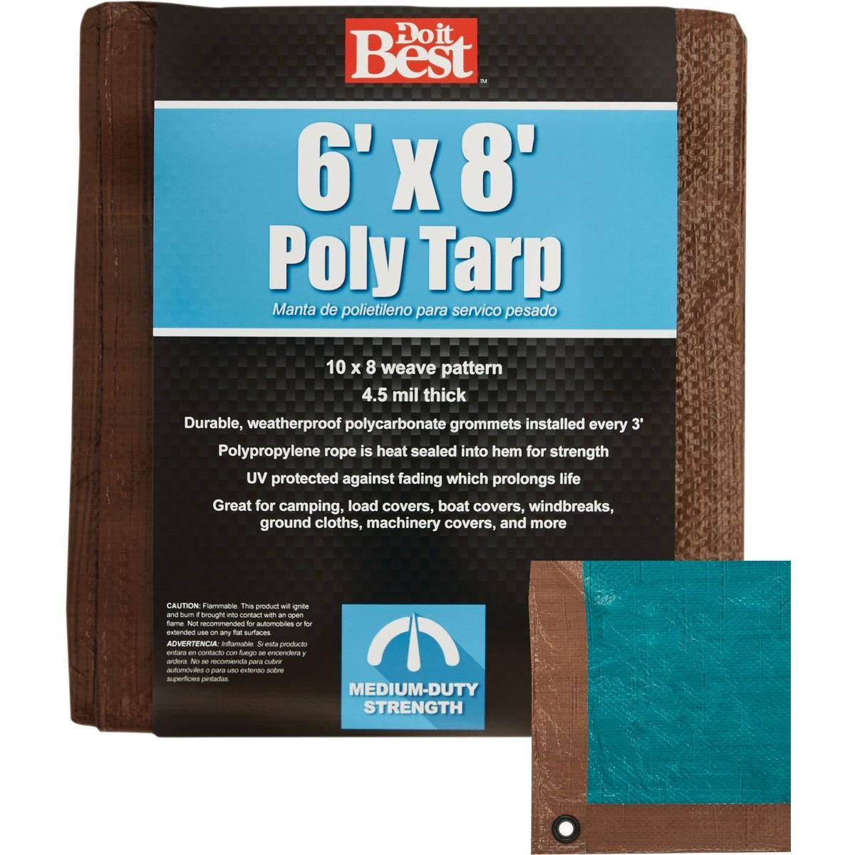 1 Side Green/1 Side Brown Woven 6 Ft. x 8 Ft. Medium Duty Poly Tarp