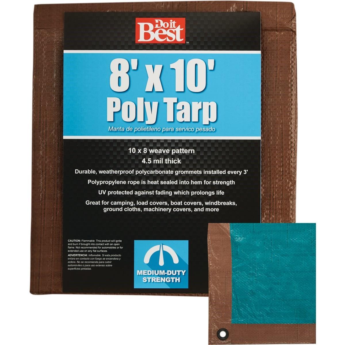 1 Side Green/1 Side Brown Woven 8 Ft. x 10 Ft. Medium Duty Poly Tarp
