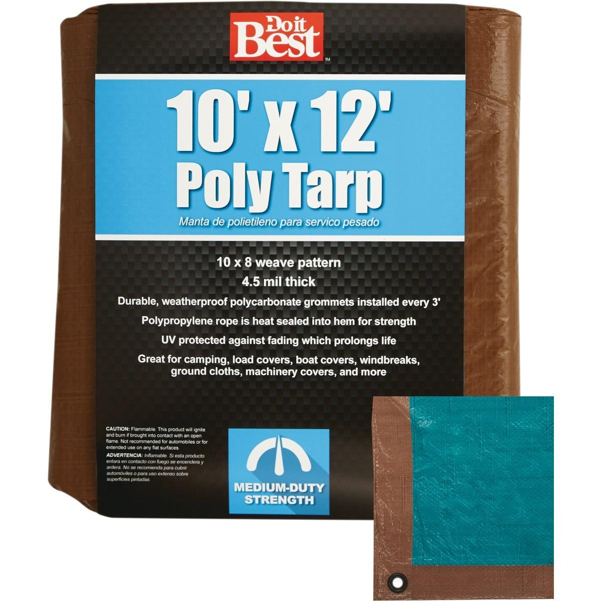 1 Side Green/1 Side Brown Woven 10 Ft. x 12 Ft. Medium Duty Poly Tarp