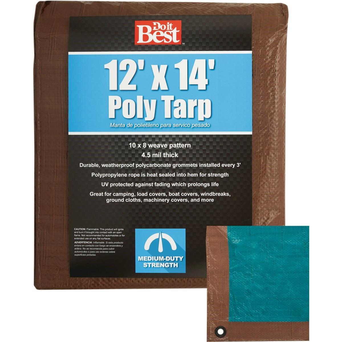 1 Side Green/1 Side Brown Woven 12 Ft. x 14 Ft. Medium Duty Poly Tarp