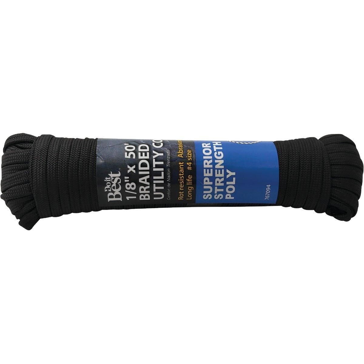 1/8 In. x 50 Ft. Black Braided Polypropylene Paracord