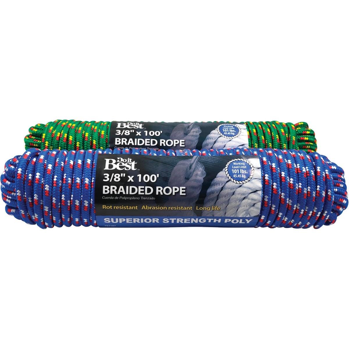 3/8 In. x 100 Ft. Assorted Colors Double Braided Polypropylene Packaged Rope