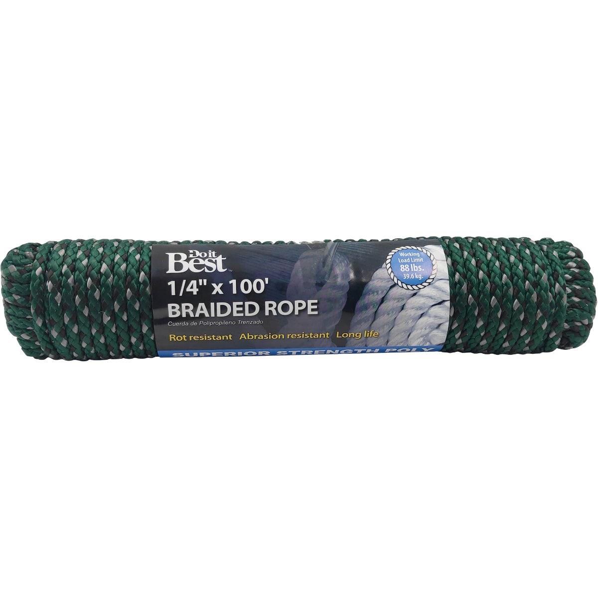 1/4 In. x 100 Ft. Green Double Braided Polypropylene Packaged Rope
