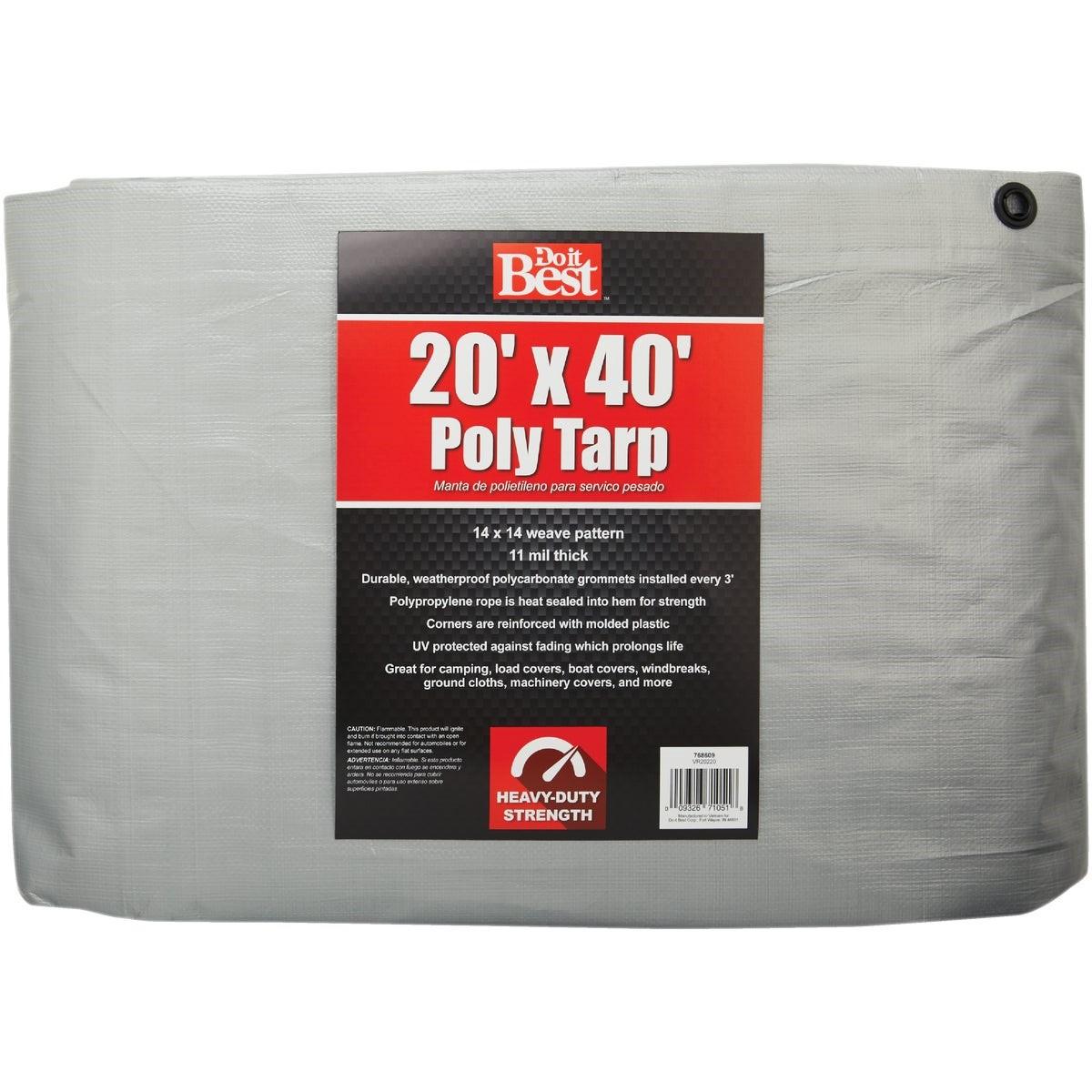 Silver Woven 20 Ft. x 40 Ft. Heavy Duty Poly Tarp