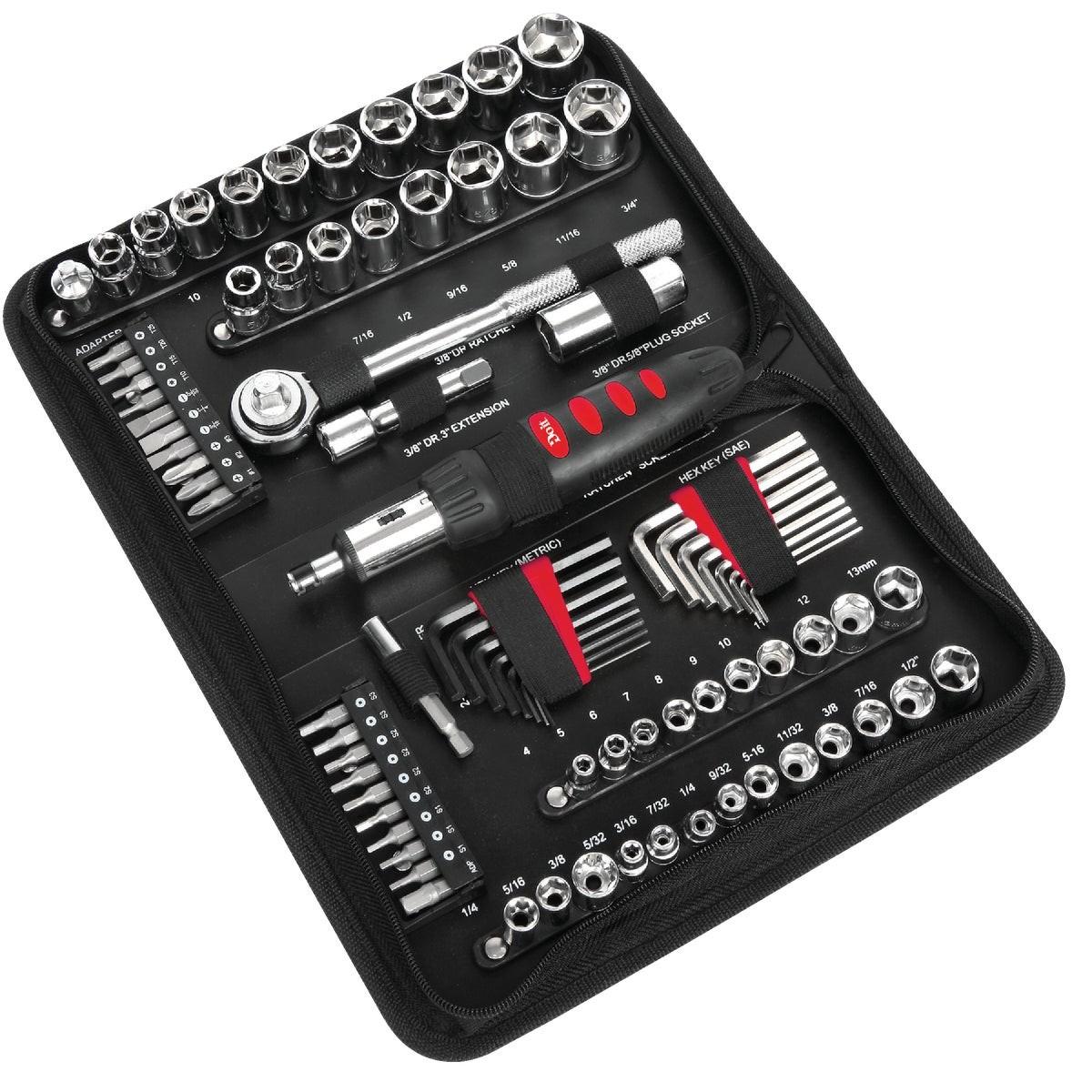 1/4 In., 3/8 In. Drive 6 & 8-Point Standard/Metric Mechanic & Automative Tool Set (83-Piece)