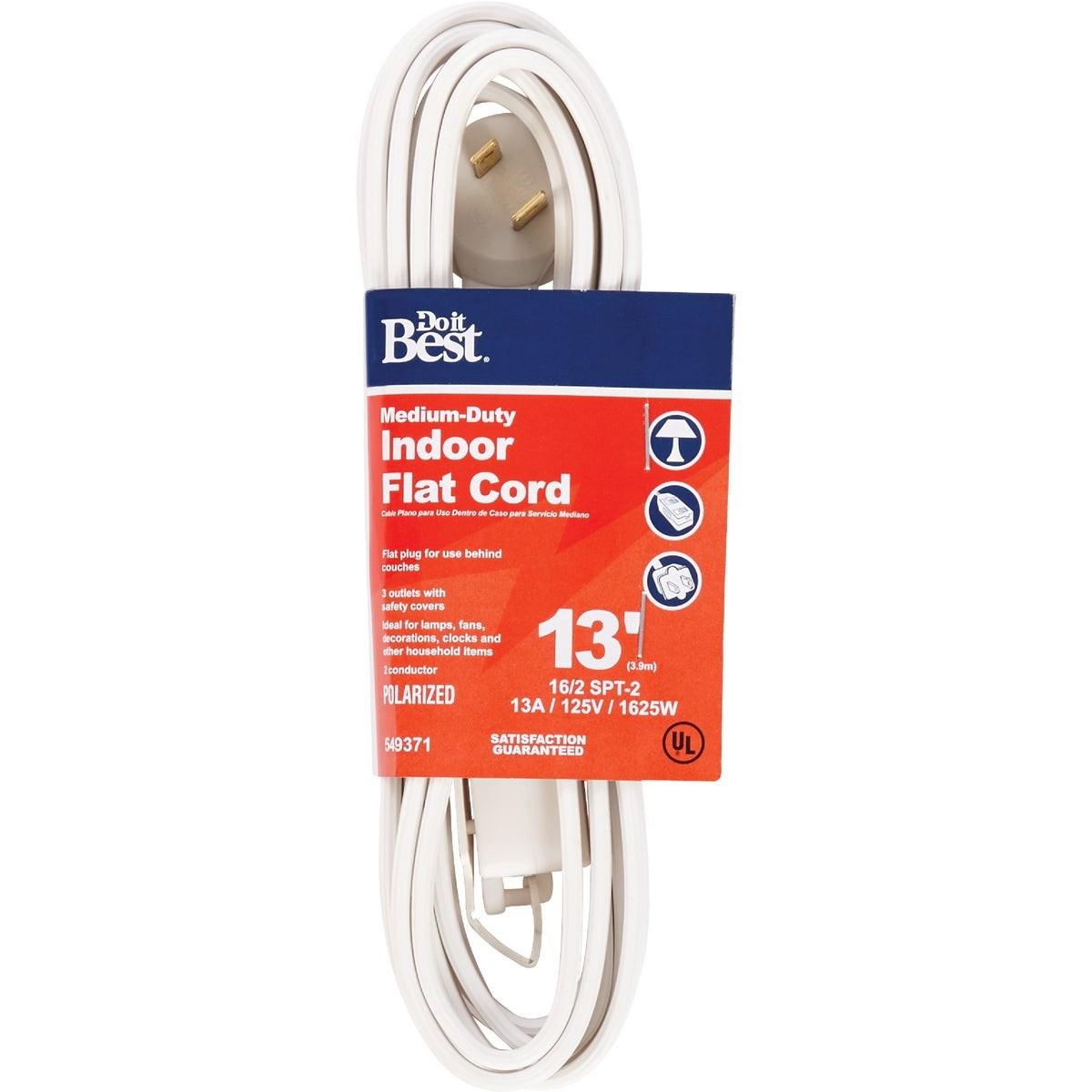 13 Ft. 16/2 Flat Plug White Extension Cord