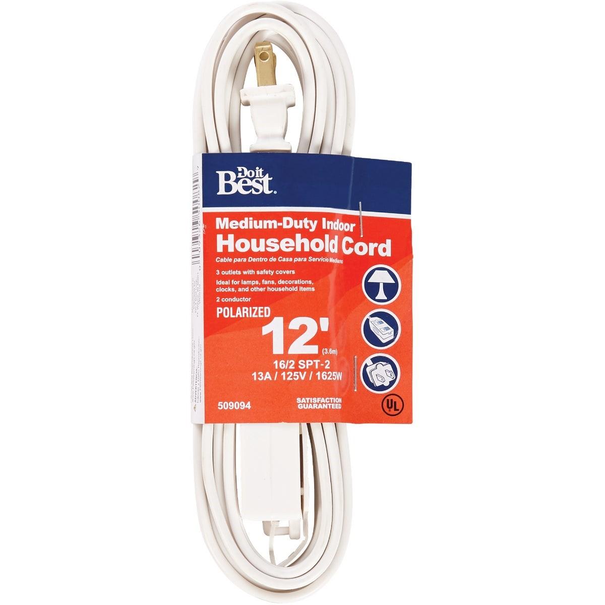 12 Ft. 16/2 White Cube Tap Extension Cord