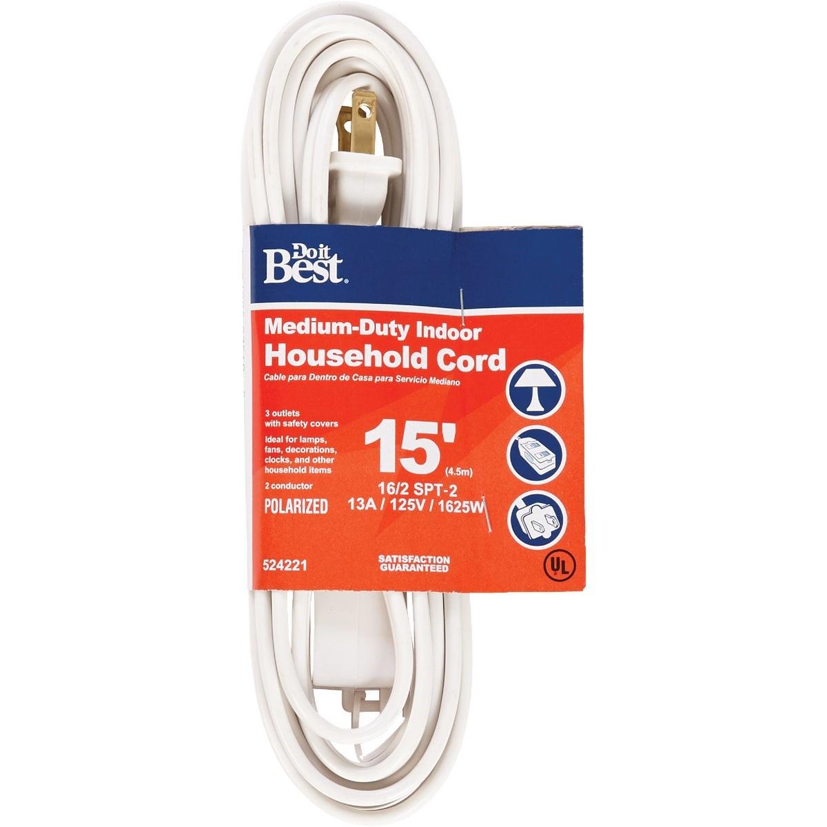 15 Ft. 16/2 White Cube Tap Extension Cord