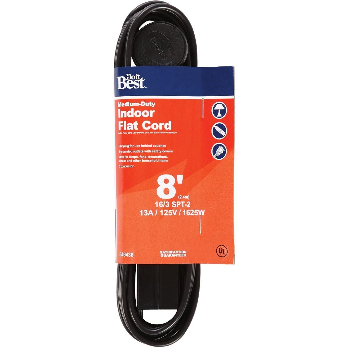 8 Ft. 16/3 Flat Plug Black Extension Cord
