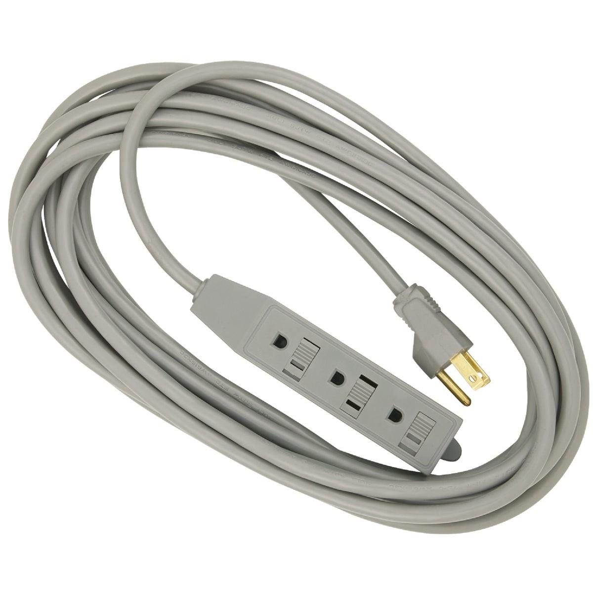20 Ft. 16/3 3-Outlet Gray Extension Cord
