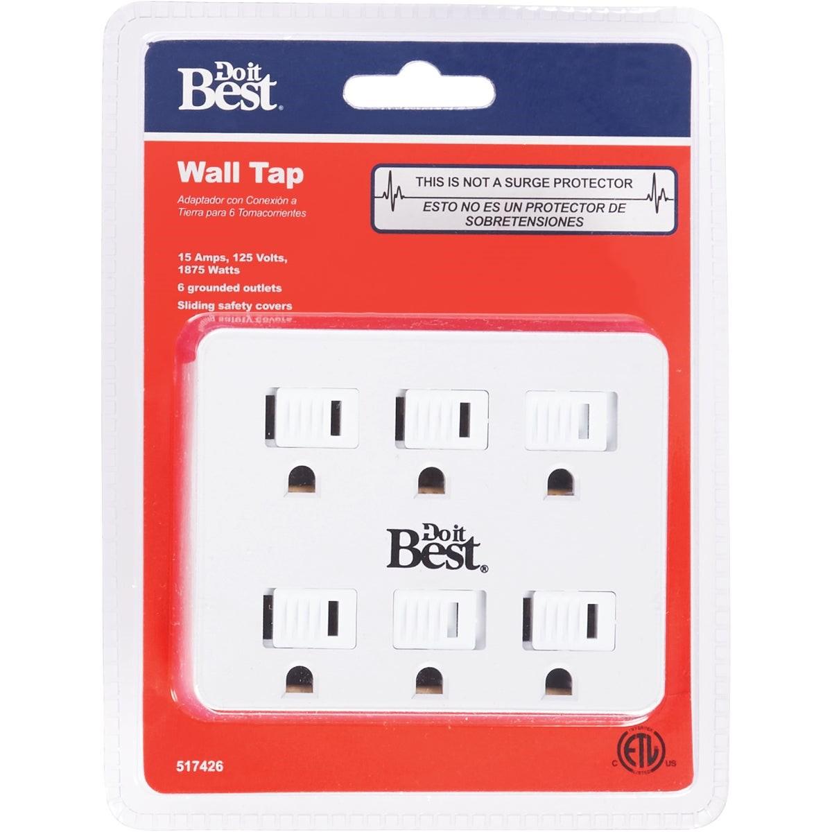 White 15A 6-Outlet Tap