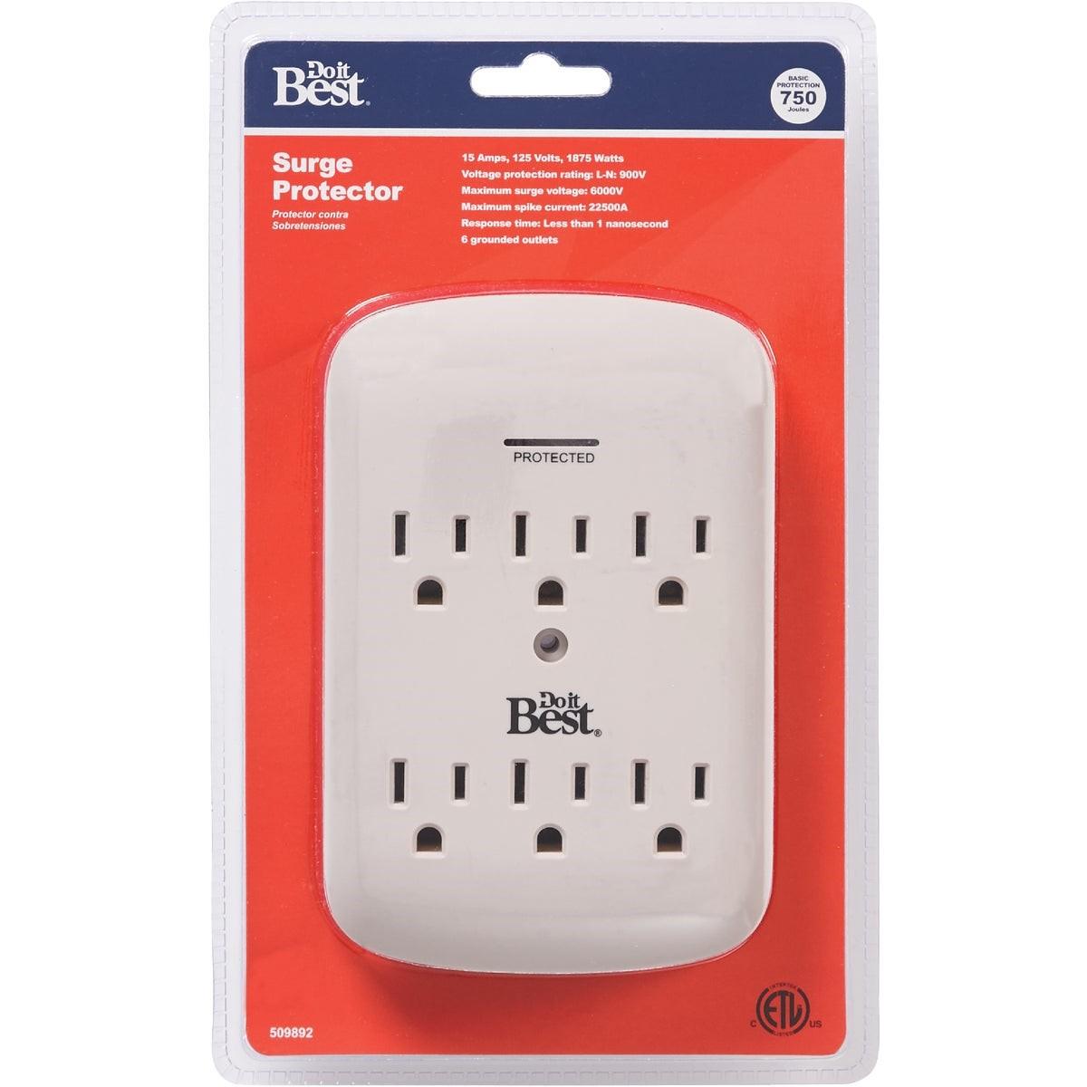 6-Outlet 15A Gray Surge Tap