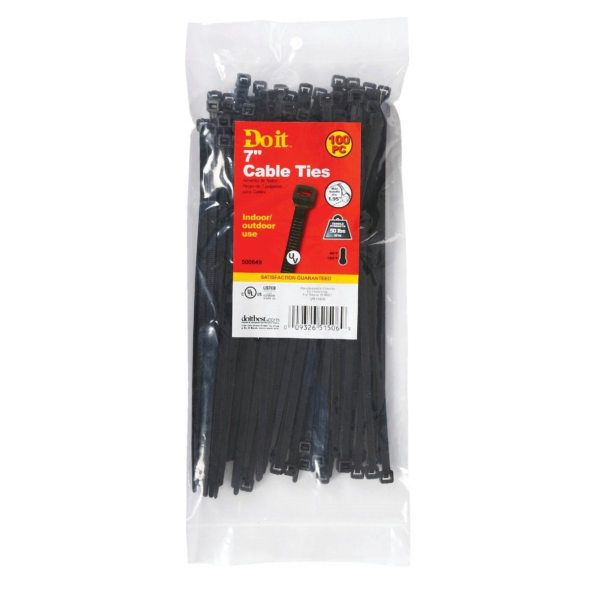 7 In. x 0.189 In. Black Molded Nylon Weather Resistant Cable Tie (100-Pack)