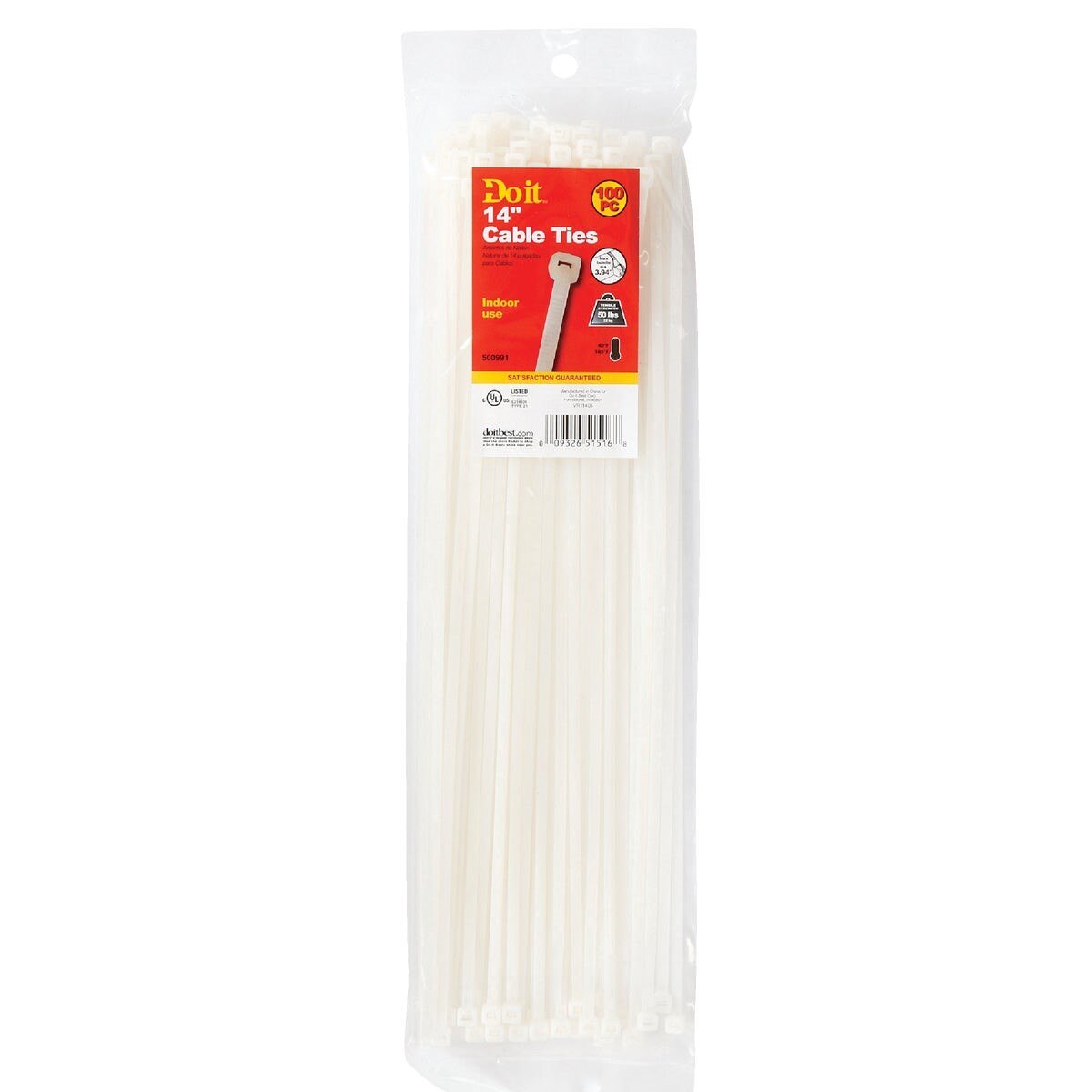 14 In. x 0.189 In. Natural Color Molded Nylon Cable Tie (100-Pack)