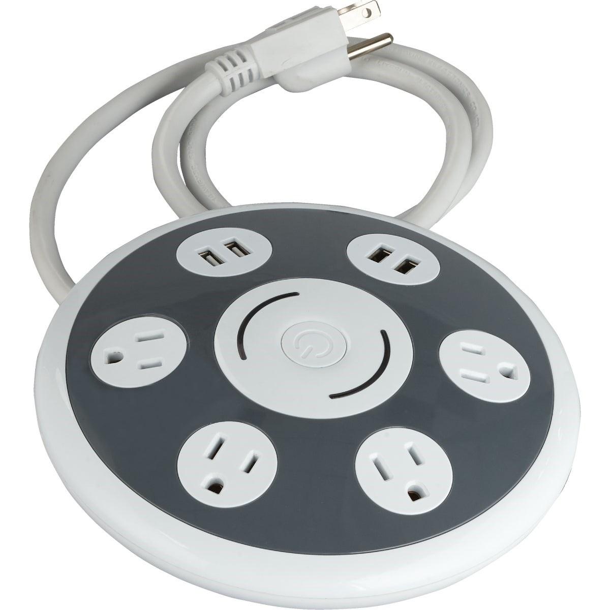 4-Outlet/4-USB 1800J White & Gray Surge Protector with 3 Ft. Cord