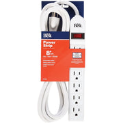 Extra Reach 6-Outlet White Power Strip with 8 Ft. Cord