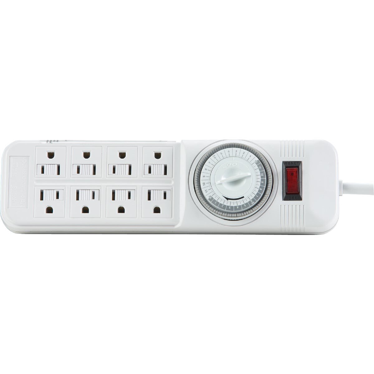 8-Outlet White Power Strip with Timer & 4 Ft. Cord