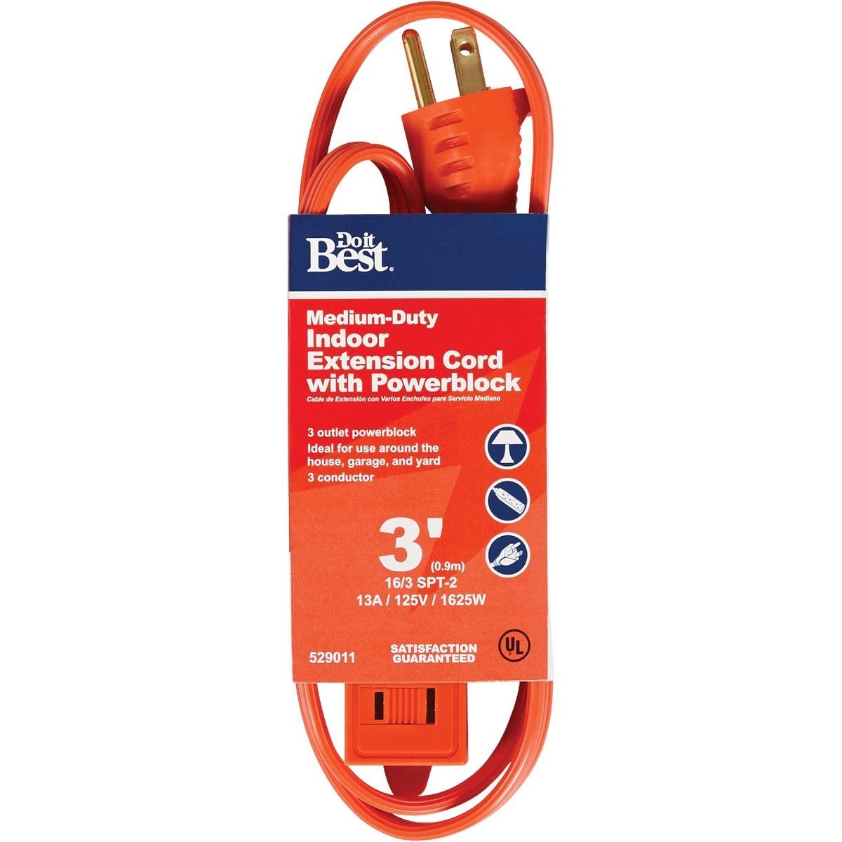 3 Ft. 16/3 Triple Tap Extension Cord