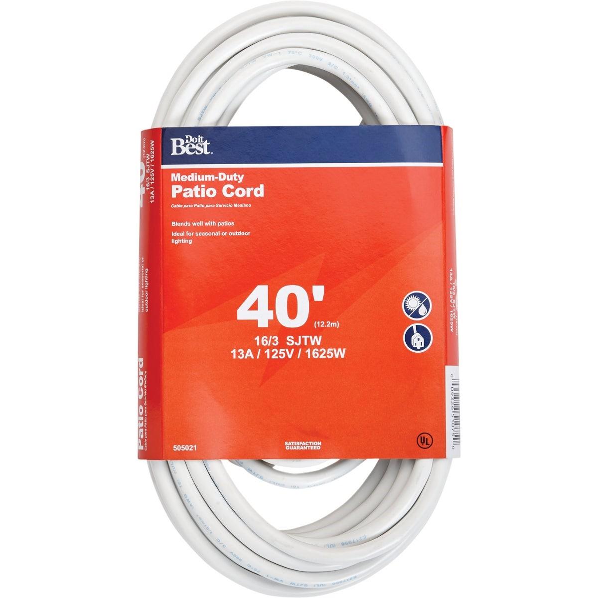 40 Ft. 16/3 Medium-Duty White Patio Extension Cord