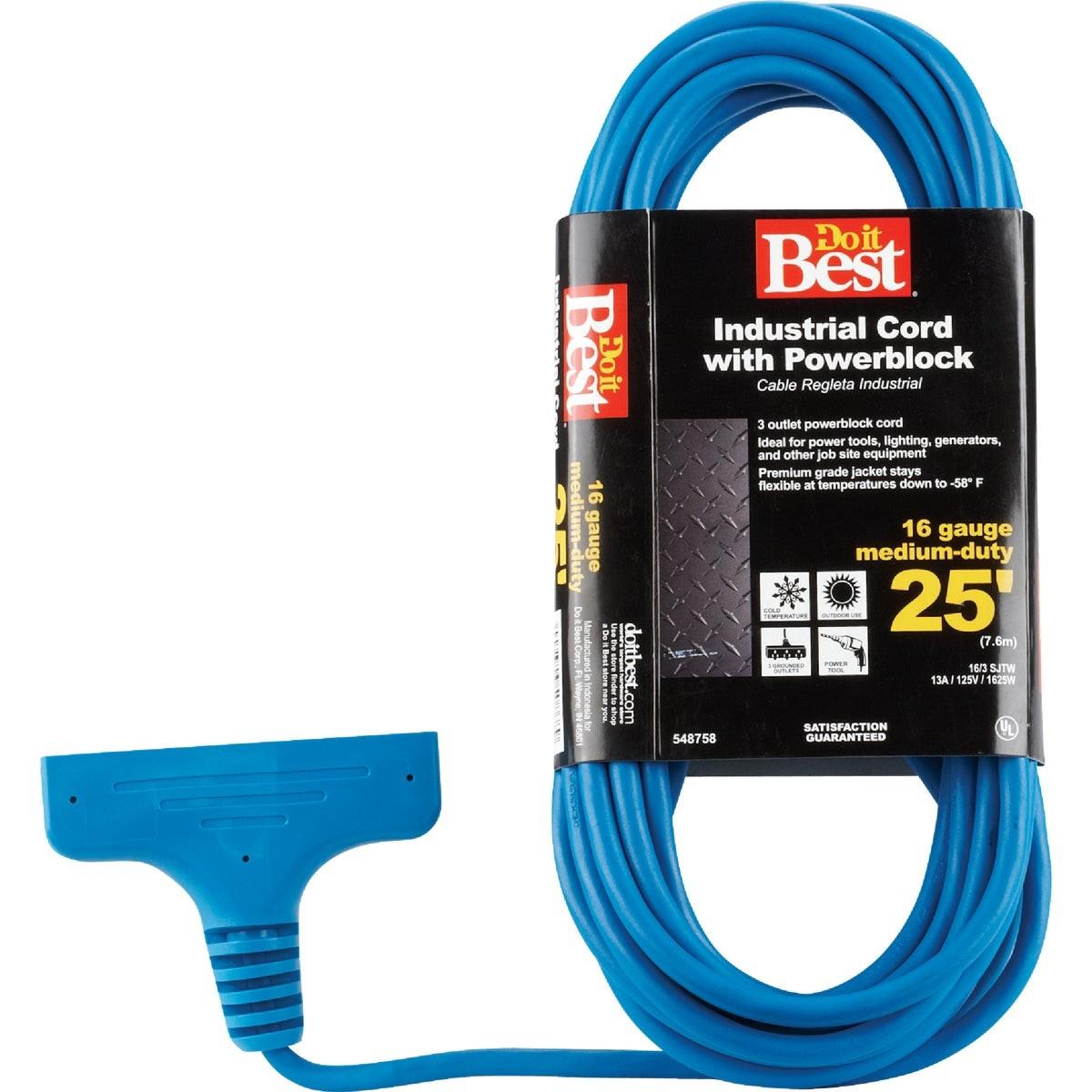 25 Ft. 16/3 Extension Cord with Power Block