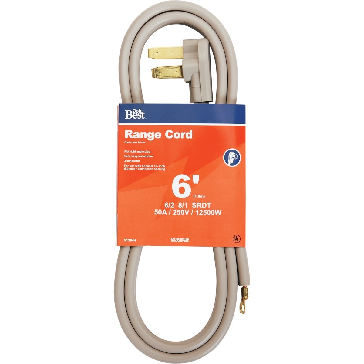 6 Ft. 6/2 + 8/1 Ga. 3-Conductor Range Cord
