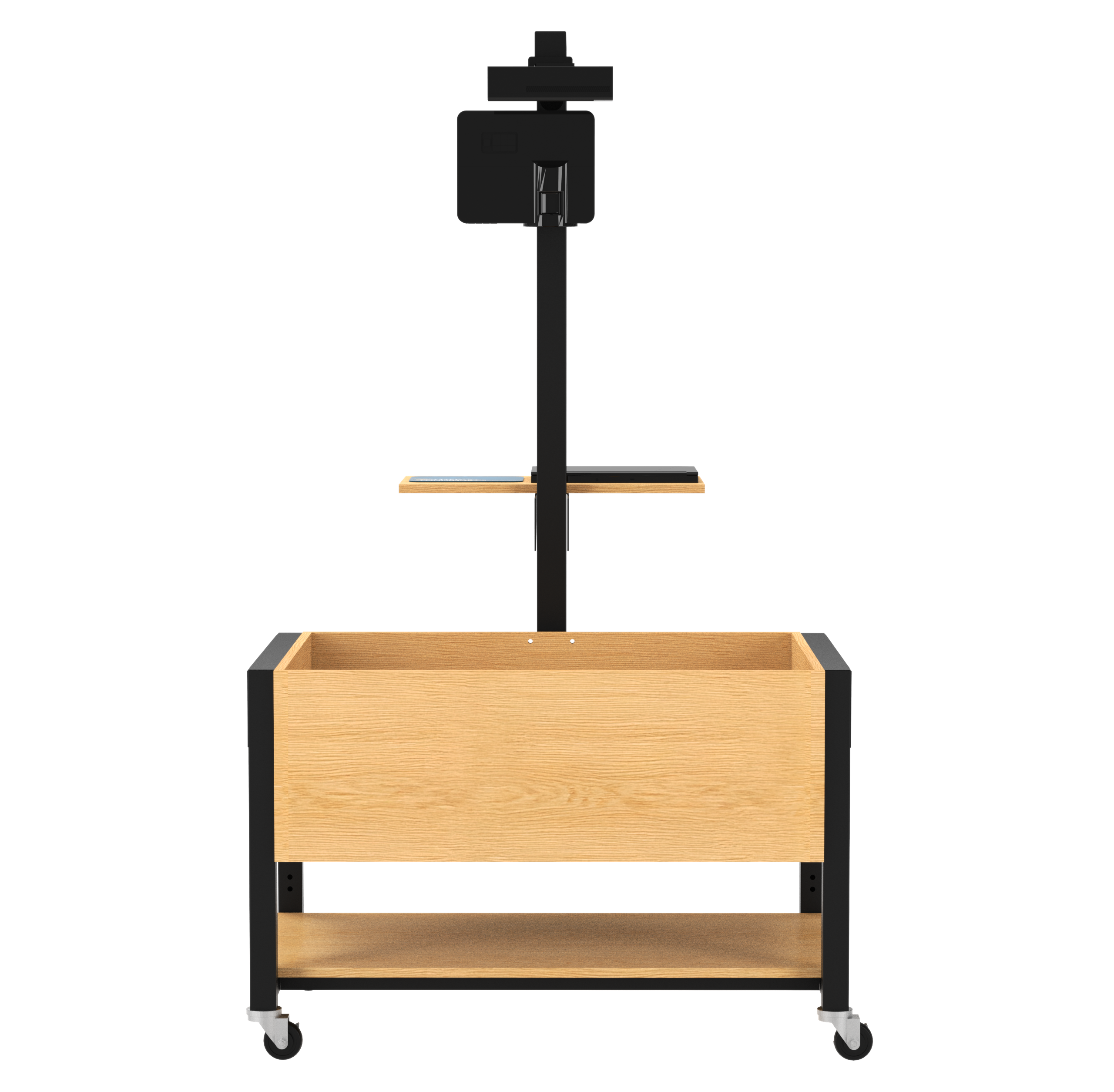 Augmented Reality Sandbox, Adjustable Height, Oak, Black Metal