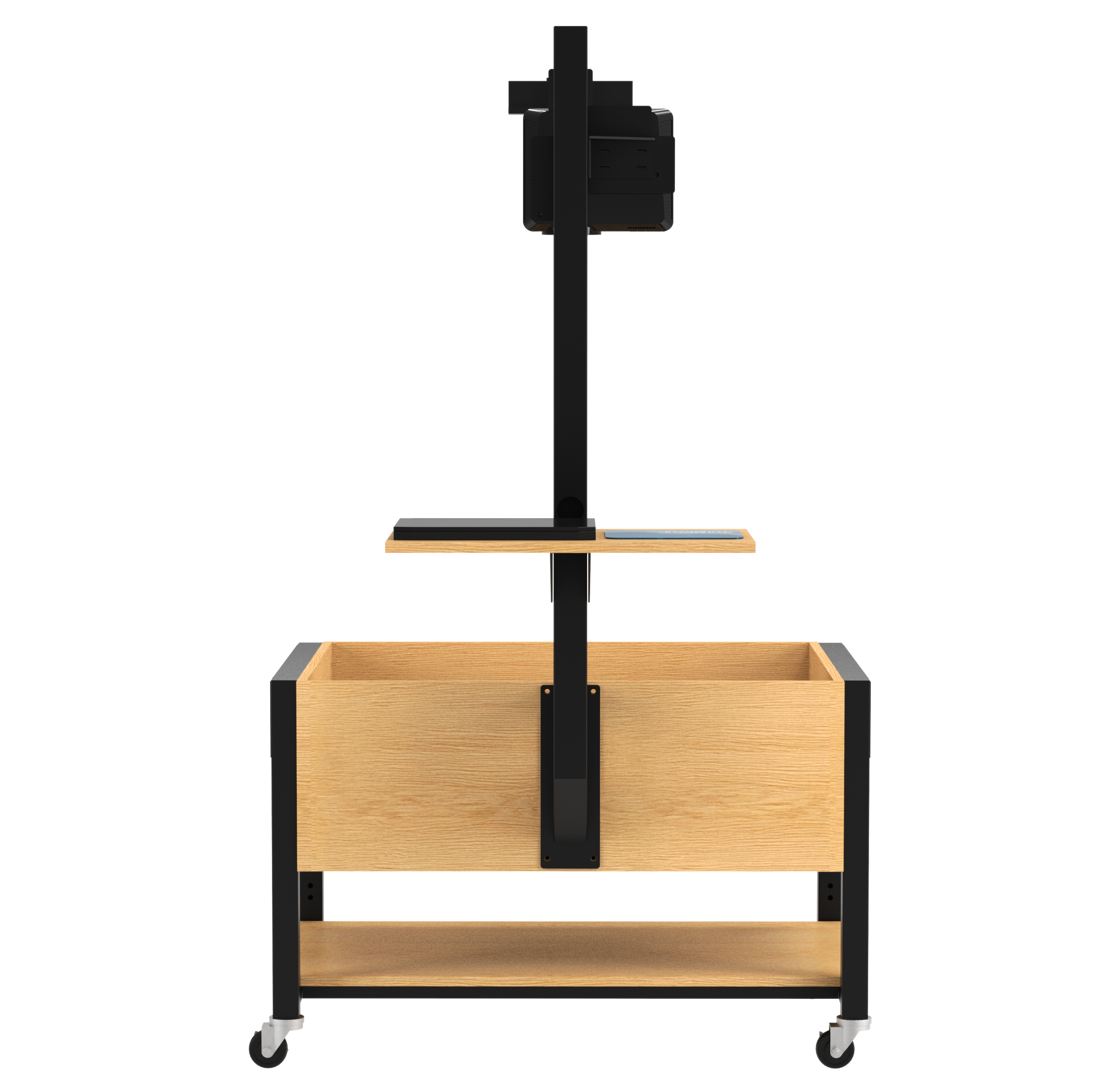 Augmented Reality Sandbox, Adjustable Height, Oak, Black Metal