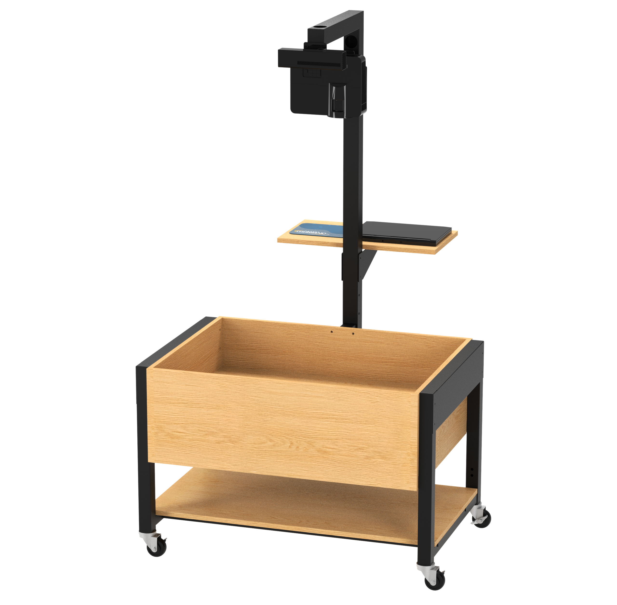 Augmented Reality Sandbox, Adjustable Height, Oak, Black Metal