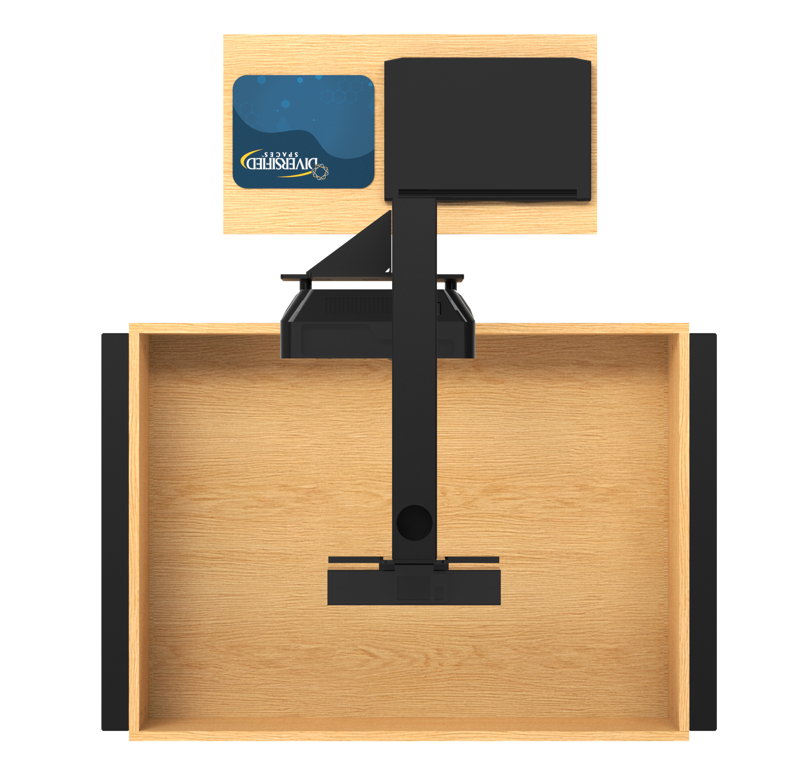 Augmented Reality Sandbox, Adjustable Height, Oak, Black Metal