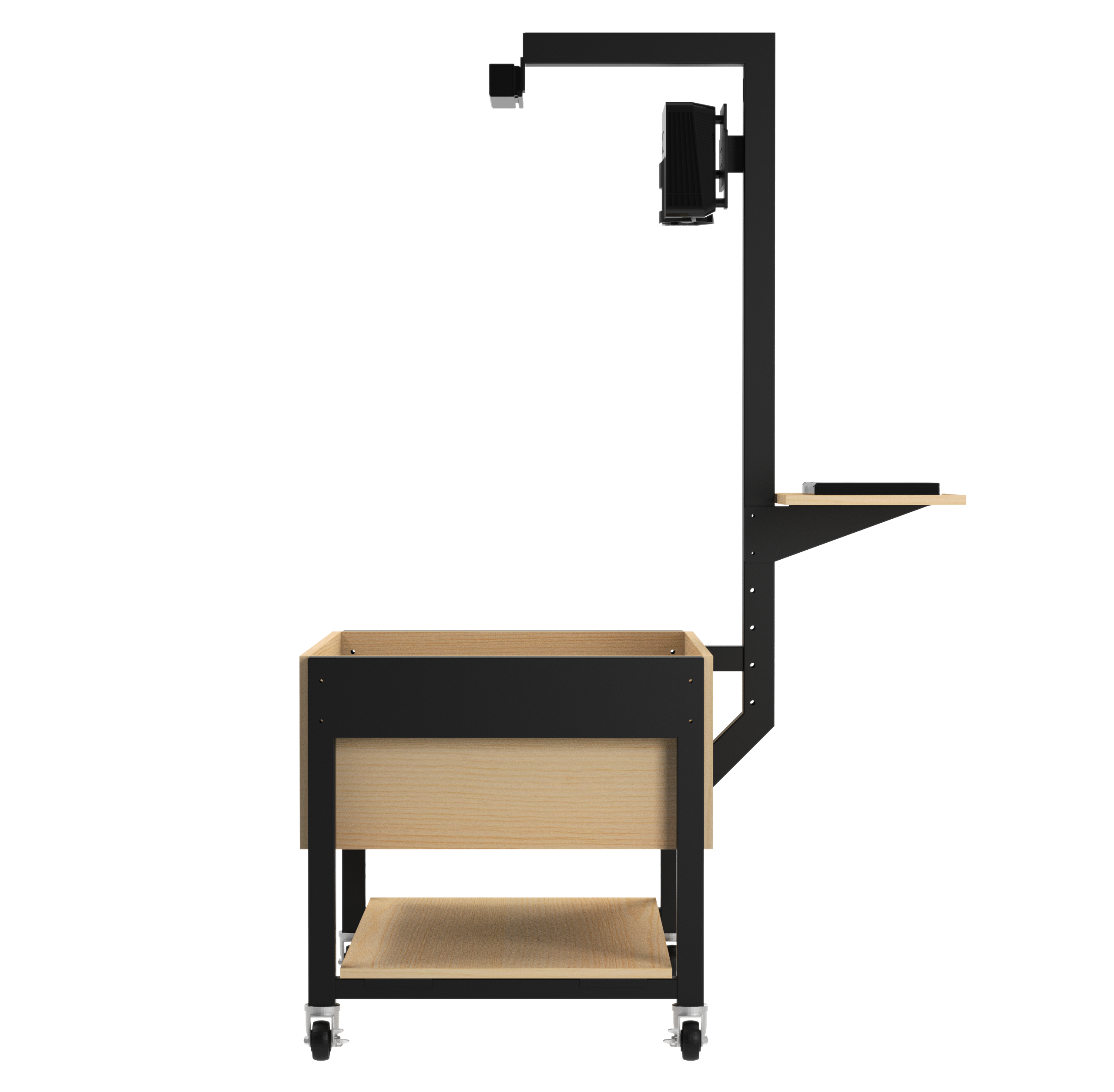 Augmented Reality Sandbox, Adjustable Height, Light Hardwood, Black Metal