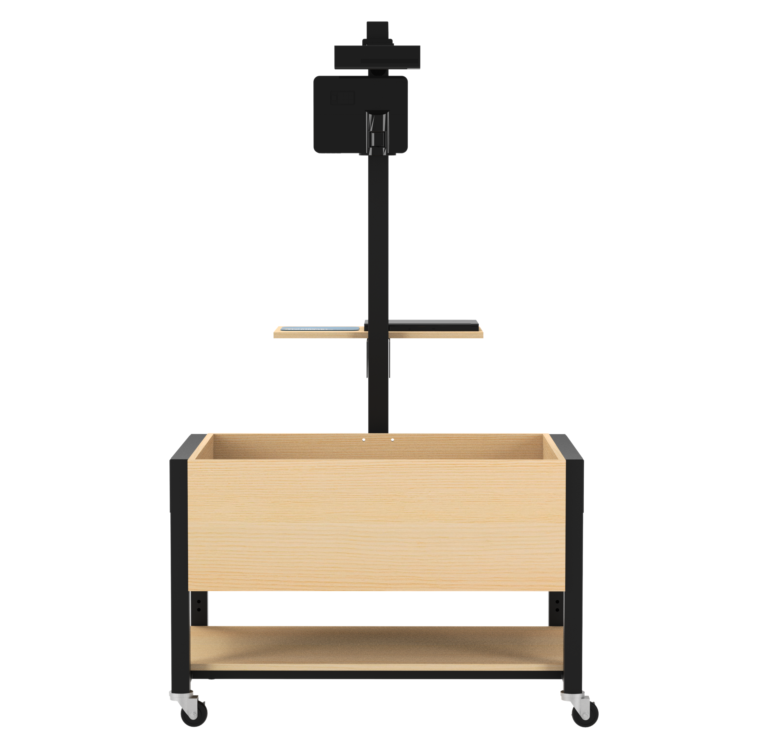 Augmented Reality Sandbox, Adjustable Height, Light Hardwood, Black Metal