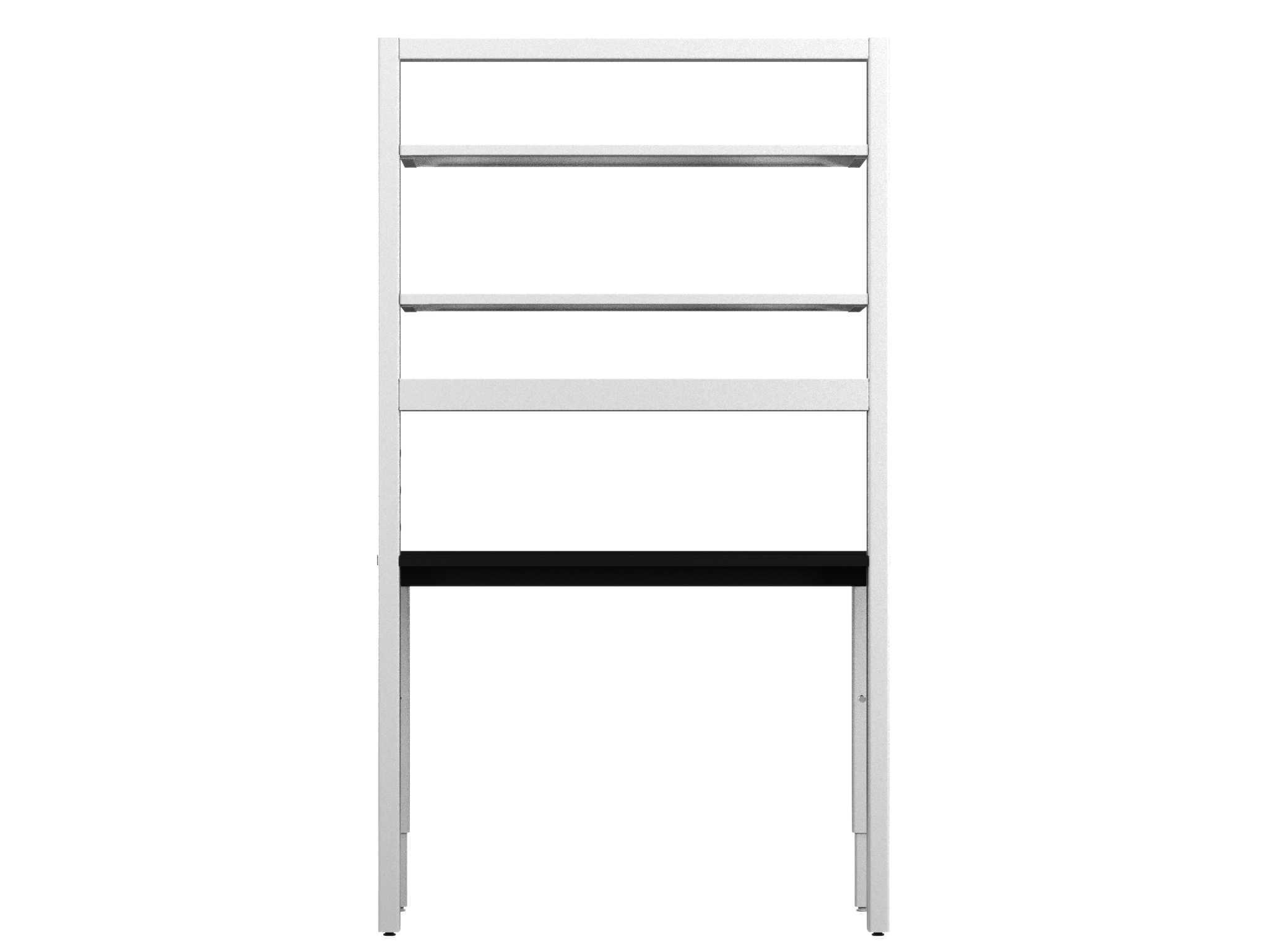Integra Bench, 48"W x 30"D, Glide Base, Phenolic Top, Off-White Epoxy Powder Coat Finish, Standard 4 White Duplex Outlets (Single Circuit), Knocked-Down Two-Part Assembly, Includes Two Configurable Shelves(16"W x 43.875"L)