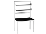 Integra Bench, 48"W x 30"D, Glide Base, Epoxy Top, Off-White Epoxy Powder Coat Finish, Standard 4 White Duplex Outlets (Single Circuit), Knocked-Down Two-Part Assembly, Includes Two Configurable Shelves(16"W x 43.875"L)