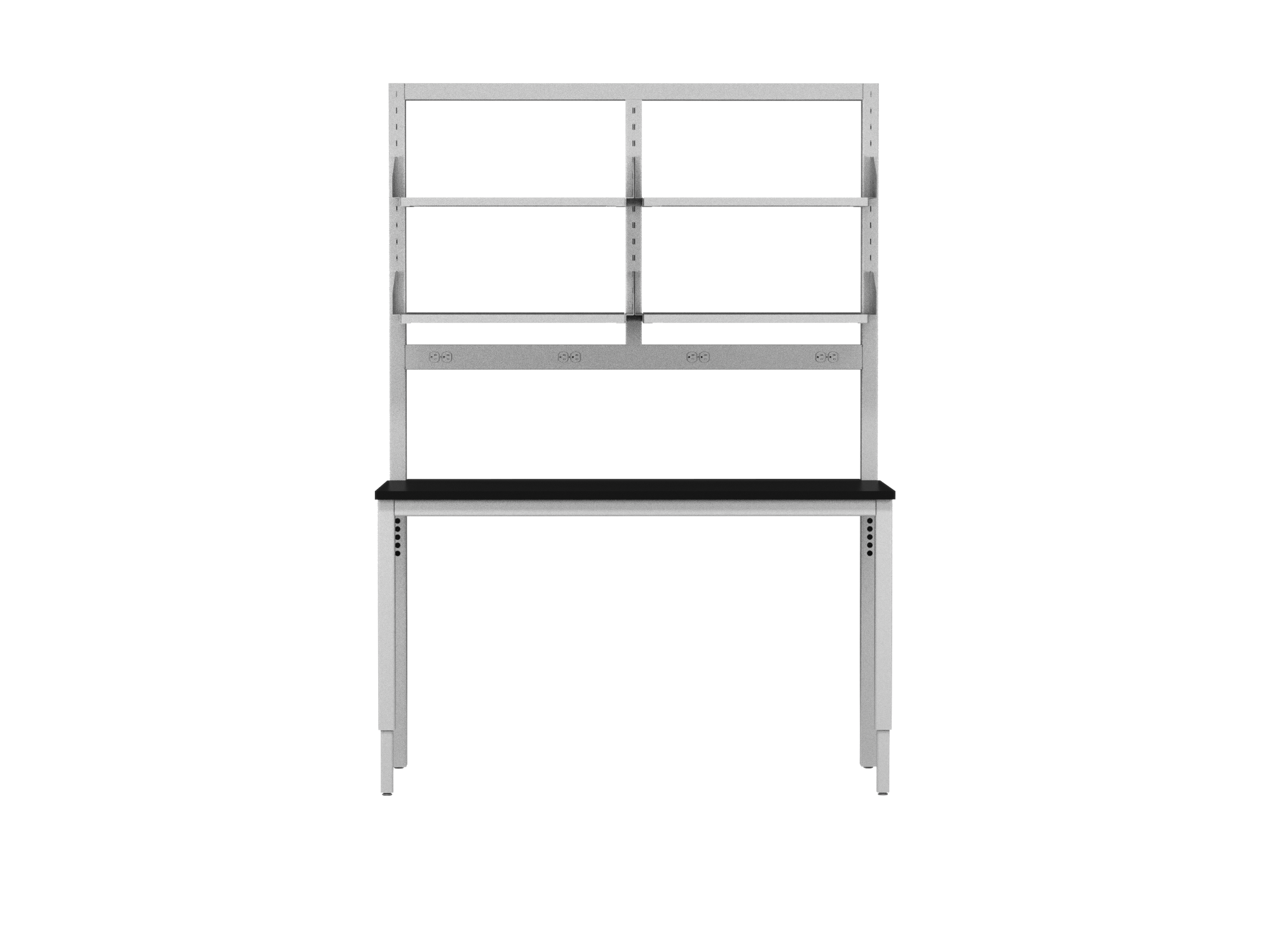 Integra Bench, 60"W x 30"D, Glide Base, Phenolic Top, Off-White Epoxy Powder Coat Finish, Standard 4 White Duplex Outlets (Single Circuit), Knocked-Down Two-Part Assembly, Bench (16"W x 26.84"L)