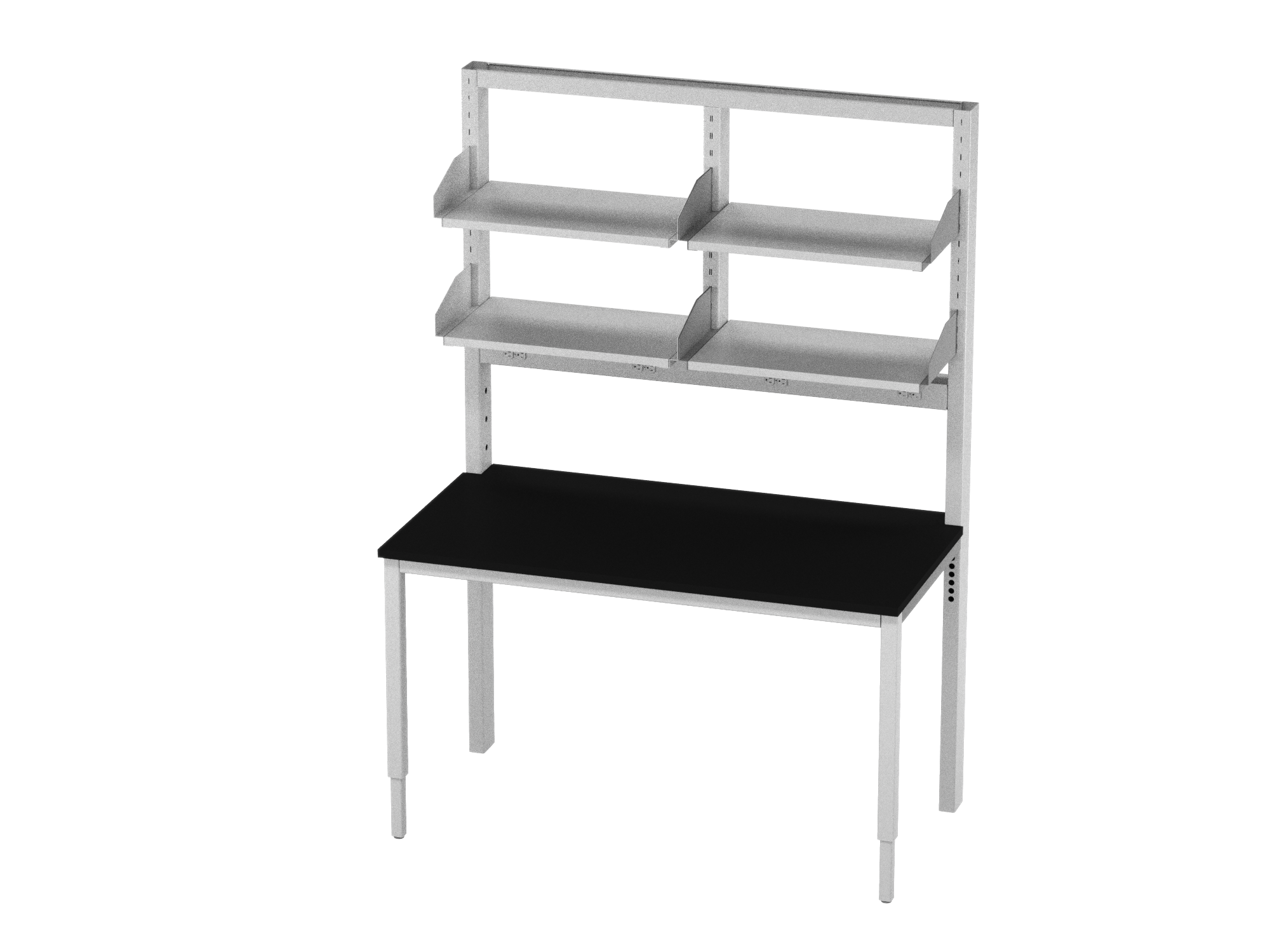 Integra Bench, 60"W x 30"D, Glide Base, Phenolic Top, Off-White Epoxy Powder Coat Finish, Standard 4 White Duplex Outlets (Single Circuit), Knocked-Down Two-Part Assembly, Bench (16"W x 26.84"L)