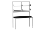 Integra Bench, 60"W x 30"D, Glide Base, Epoxy Top, Off-White Epoxy Powder Coat Finish, Standard 4 White Duplex Outlets (Single Circuit), Knocked-Down Two-Part Assembly, Bench (16"W x 26.84"L)