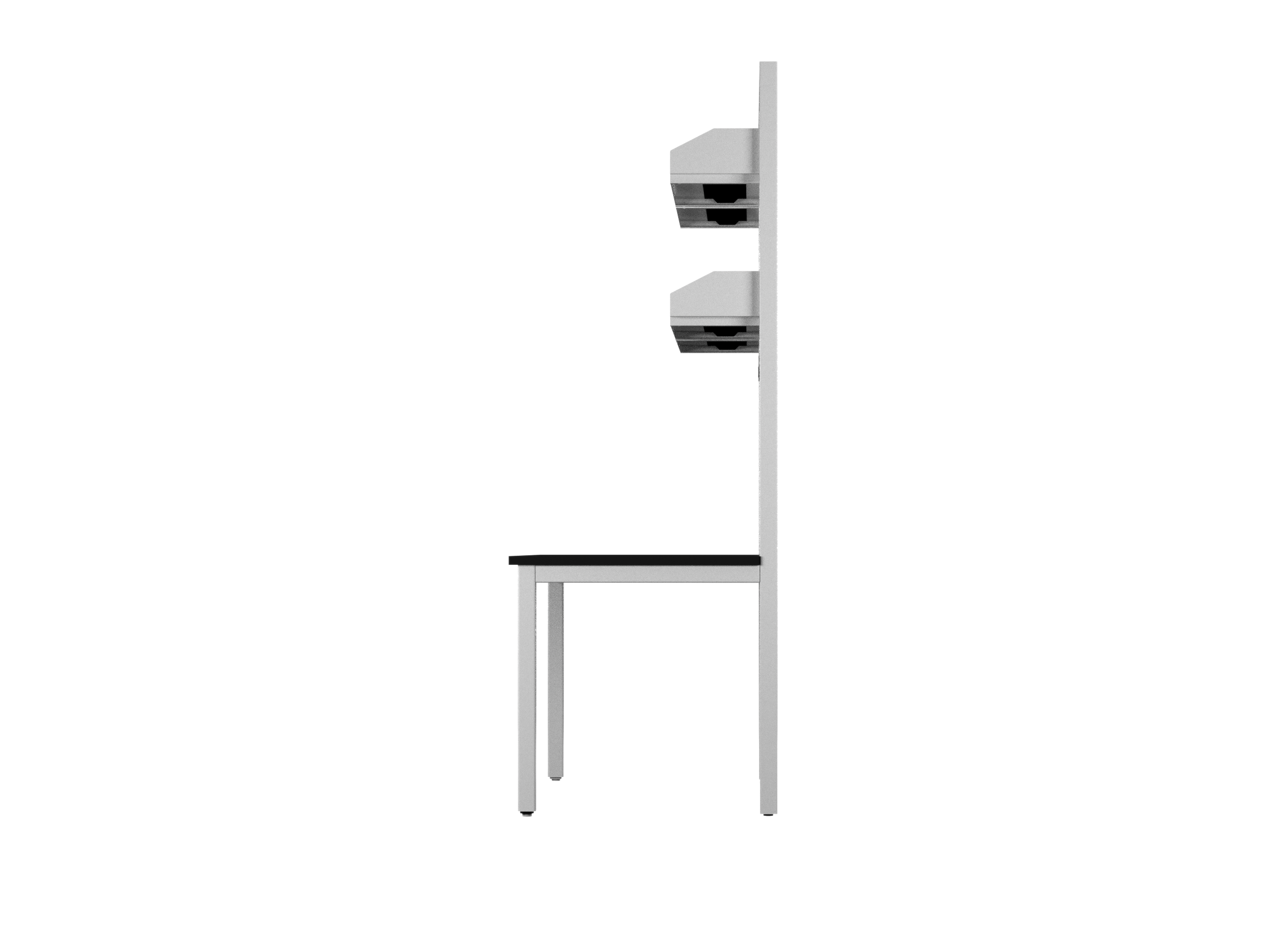 Integra Bench, 72"W x 30"D, Glide Base, Phenolic Top, Off-White Epoxy Powder Coat Finish, Standard 4 White Duplex Outlets (Single Circuit), Knocked-Down Two-Part Assembly, Bench (16"W x 32.82"L)