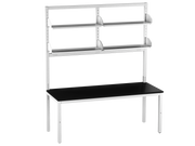 Integra Bench, 72"W x 30"D, Glide Base, Epoxy Top, Off-White Epoxy Powder Coat Finish, Standard 4 White Duplex Outlets (Single Circuit), Knocked-Down Two-Part Assembly, Bench (16"W x 32.82"L)