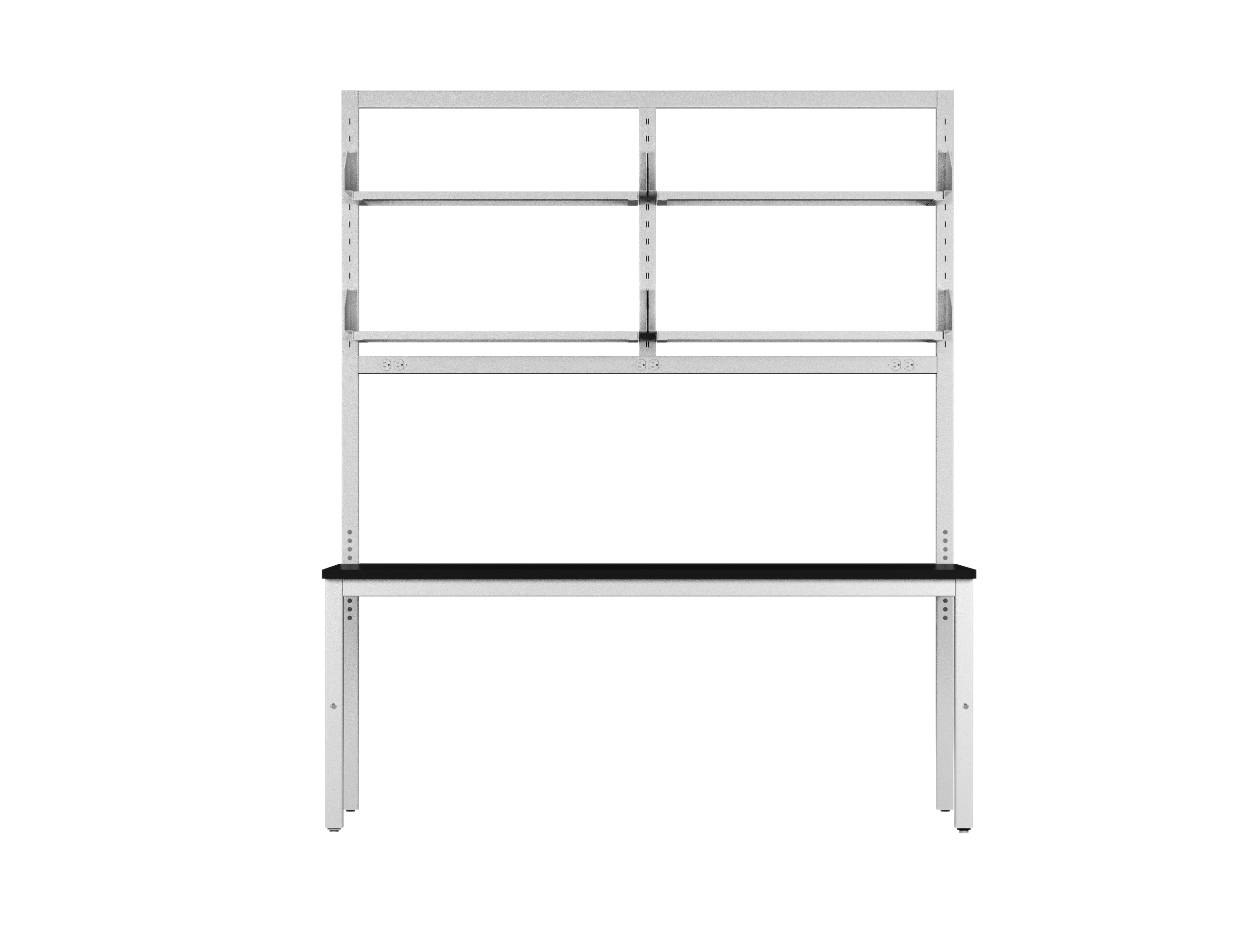 Integra Bench, 72"W x 30"D, Glide Base, Epoxy Top, Off-White Epoxy Powder Coat Finish, Standard 4 White Duplex Outlets (Single Circuit), Knocked-Down Two-Part Assembly, Bench (16"W x 32.82"L)