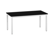 Accu Table Lab Table, Adjustable Height, 60"W x 30"D, Glide Base, Phenolic Top, Off-White Finish