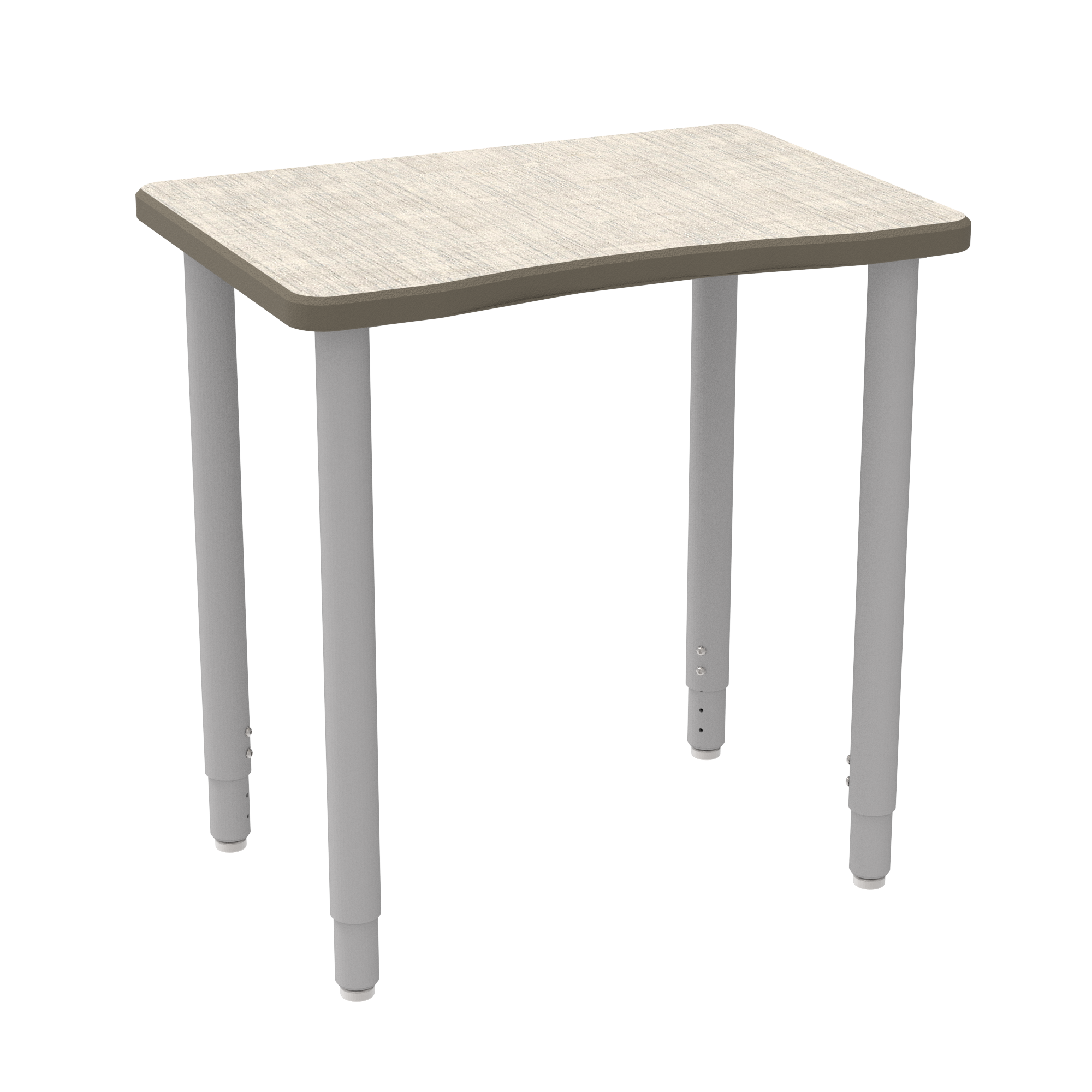 ELO® Plymouth II Desk 1.25" HPL Top with Beveled Armor Edge™ (Belly-Cut) - (4) 2" Adjustable Straight Round Legs, Nylon Glides