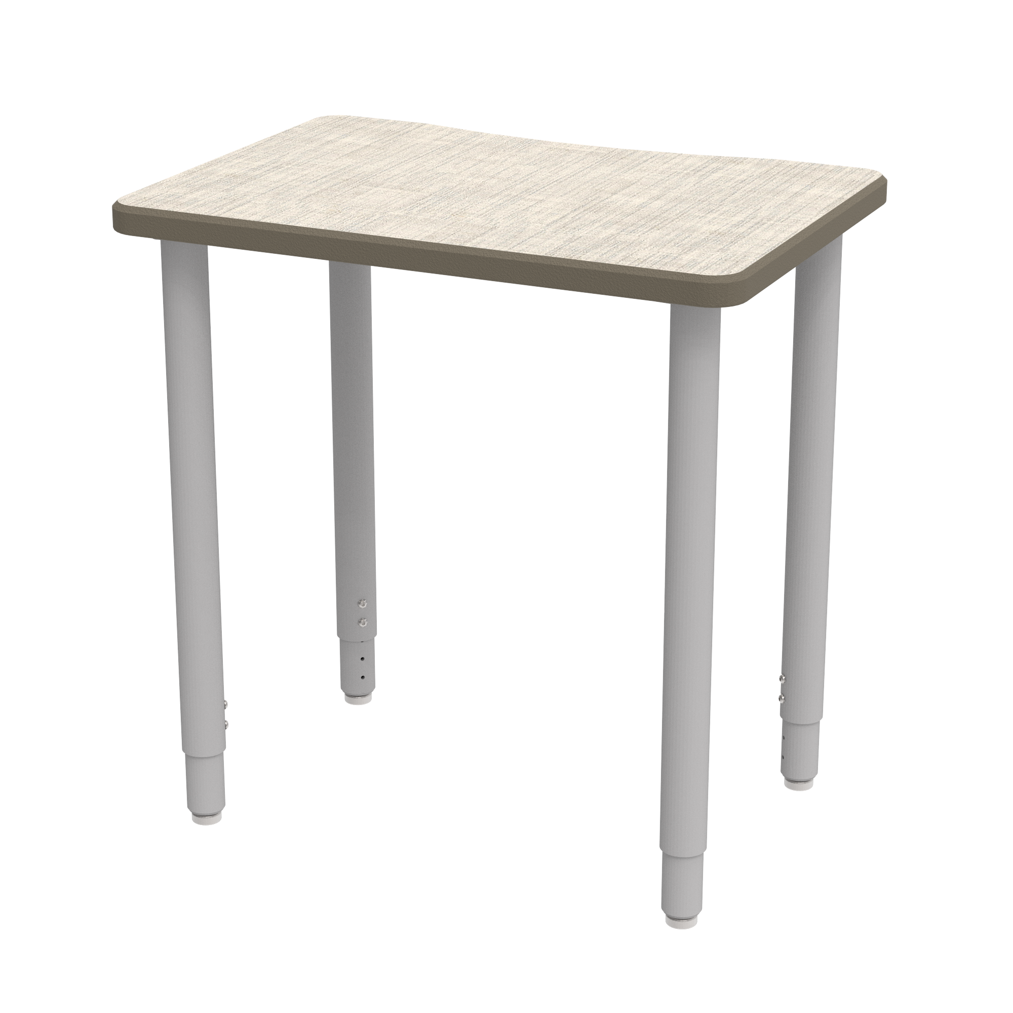 ELO® Plymouth II Desk 1.25" HPL Top with Beveled Armor Edge™ (Belly-Cut) - (4) 2" Adjustable Straight Round Legs, Nylon Glides