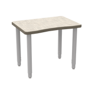 ELO® Plymouth II Desk 1.25" HPL Top with Beveled Armor Edge™ (Belly-Cut) - (4) 2" Universal Jr.  Adjustable Straight Round Legs, Nylon Glides